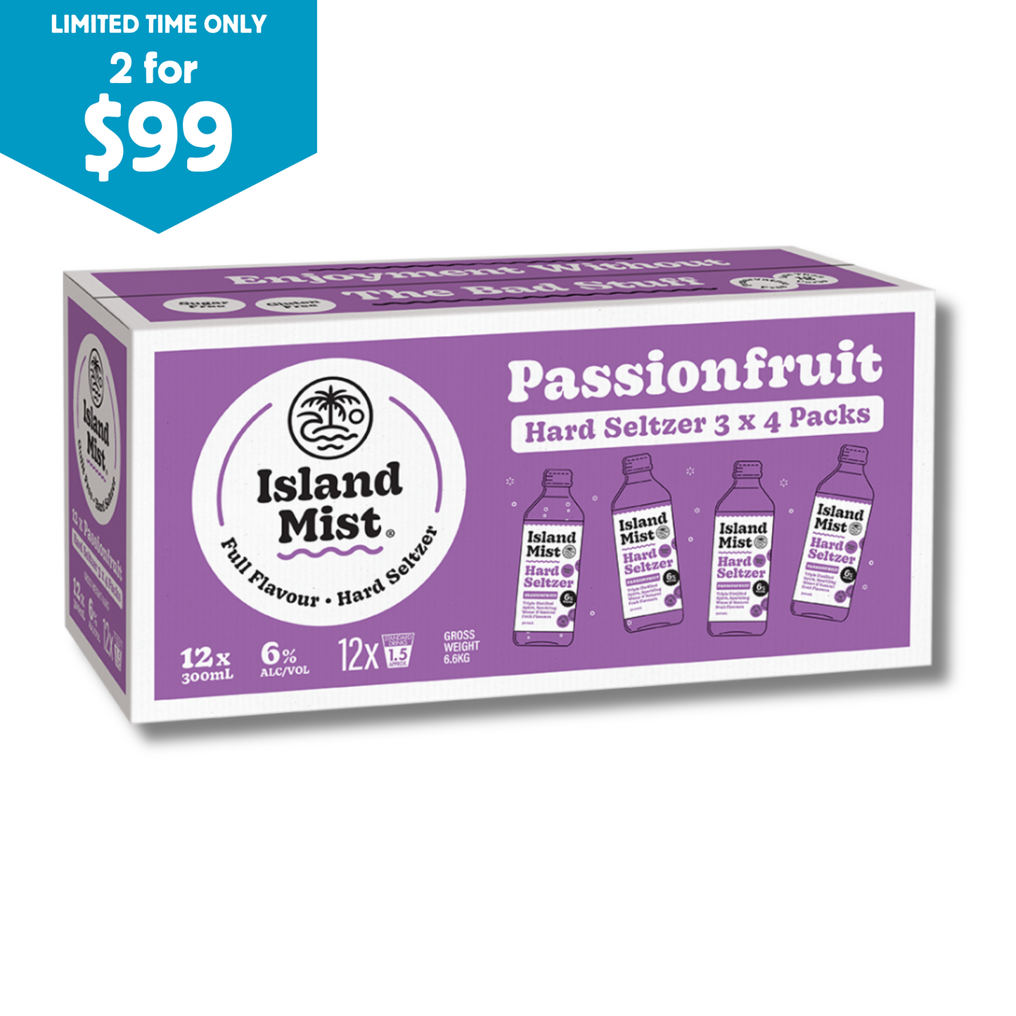 6% Passionfruit - Island Mist® Hard Seltzer - 12 x 300ml