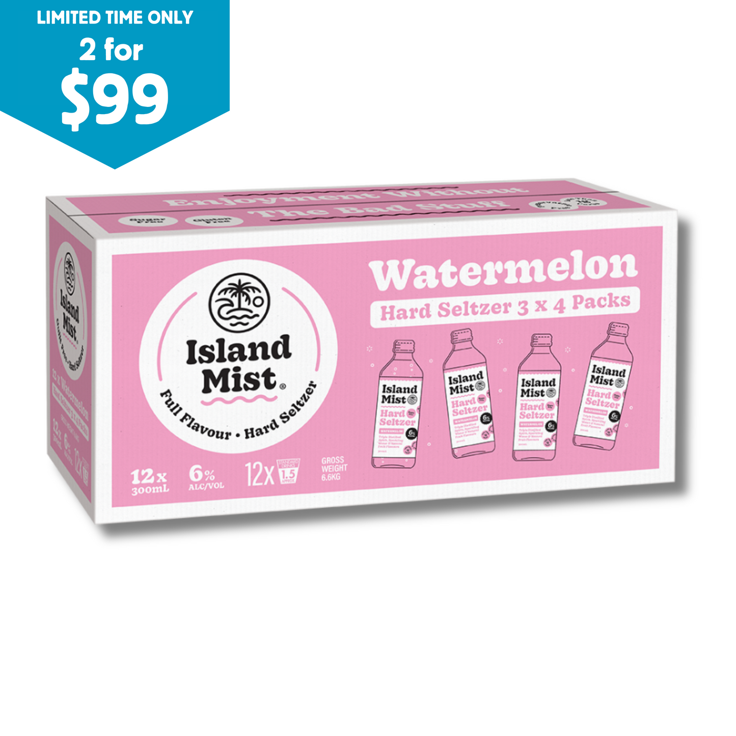 6% Watermelon - Island Mist® Hard Seltzer - 12 x 300ml